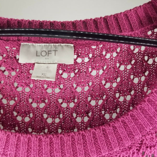 Ann Taylor Loft Burgundy Crochet Sleeveless Blouse Size XL