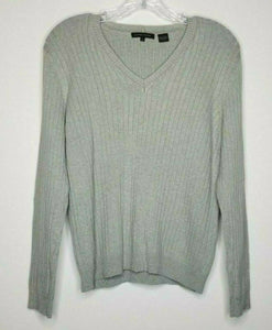 Jeanne Pierre Women's Tan V-Neck Ribbed Sweater Size Large