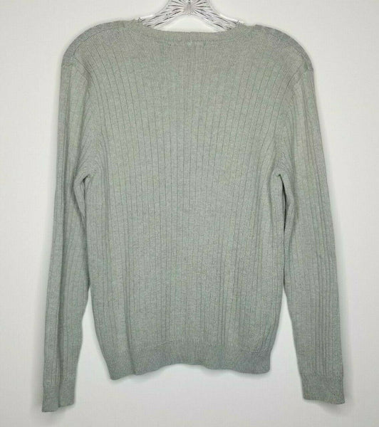 Jeanne Pierre Women's Tan V-Neck Ribbed Sweater Size Large