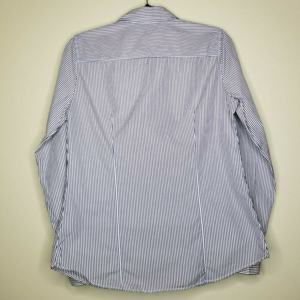 J. Crew Women's Purple White Stripe Long Sleeve Button Up Collar Size Medium