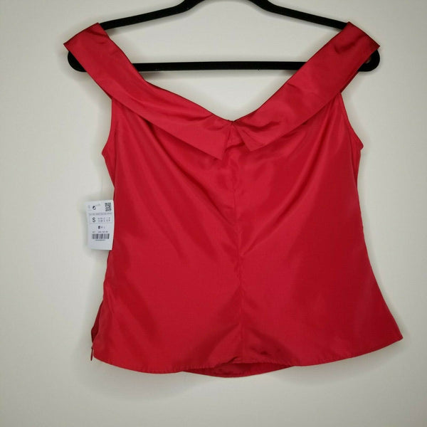 NWT Zara Basic Collection Red Blouse Sleeveless V-Neck/Back Left Side Zipper Small