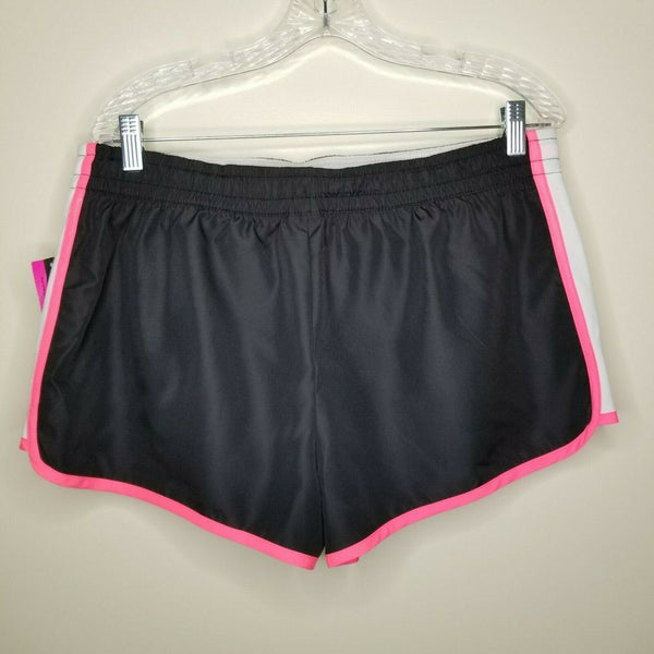 NWT Material Girl Active Shorts Black Hot Pink White Drawstring Size XL