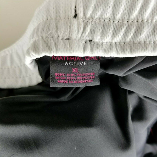 NWT Material Girl Active Shorts Black Hot Pink White Drawstring Size XL