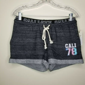 NWT Ultra Flirt Dark Gray Shorts Drawstring "Cali Love Cali 78" Pockets Size XS