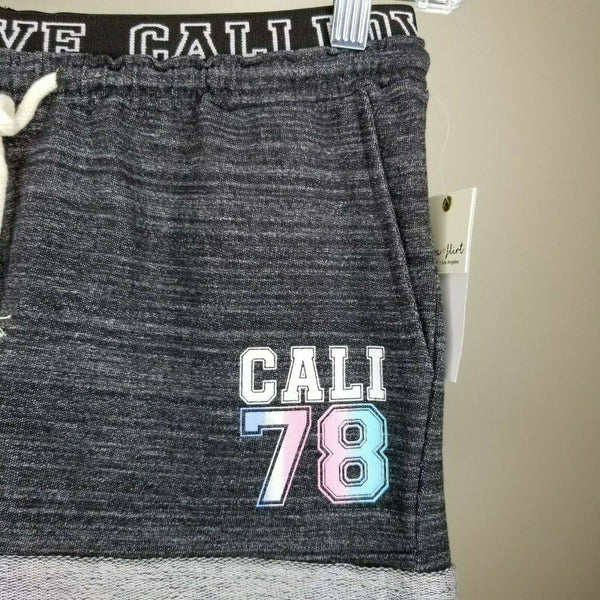 NWT Ultra Flirt Dark Gray Shorts Drawstring "Cali Love Cali 78" Pockets Size XS