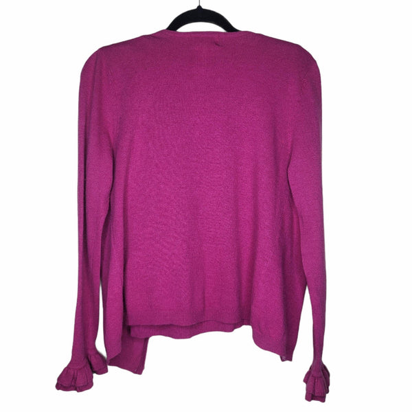 Oscar De La Renta Purple Sleeveless Top with Sweater Set Button Up Ruffle Cuffs