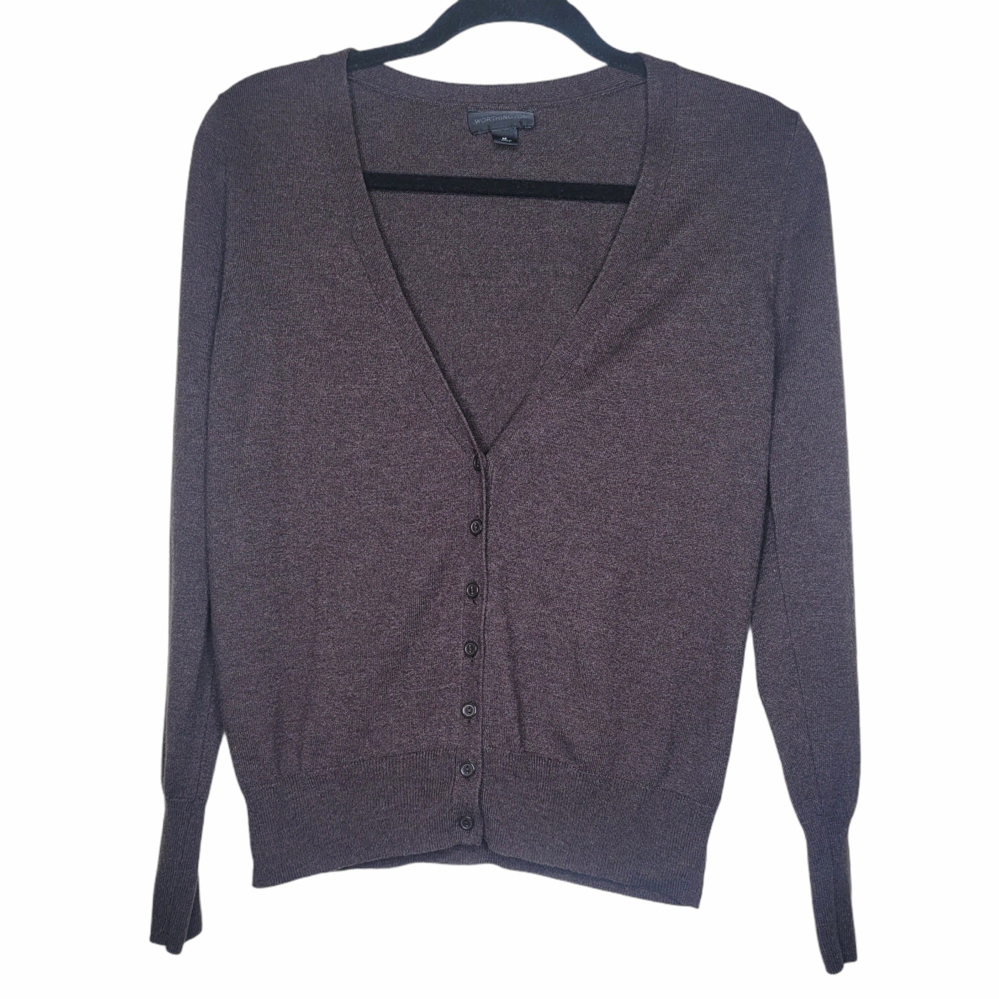 Worthington Brown Cardigan Sweater Button Up Size Medium