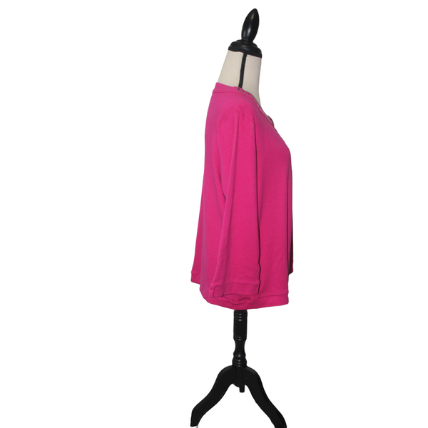 Rafaella Pink Metal Circles 3/4 Sleeve Cardigan Sweater Size XL