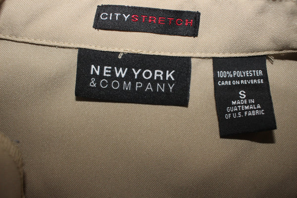 New York & Company City Stretch Tan Snap Up Jacket Size Small
