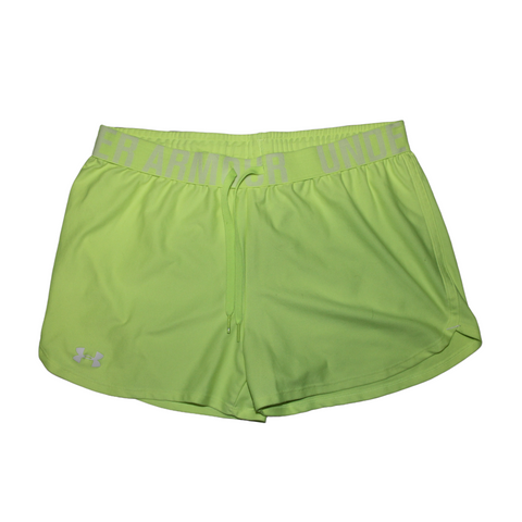 Under Armour Heat Gear Shorts Neon Yellow Elastic Waist Drawstring Size Med