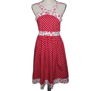Bonnie Jean Red White Polka Dot Floral Sleeveless Dress Size 18/2