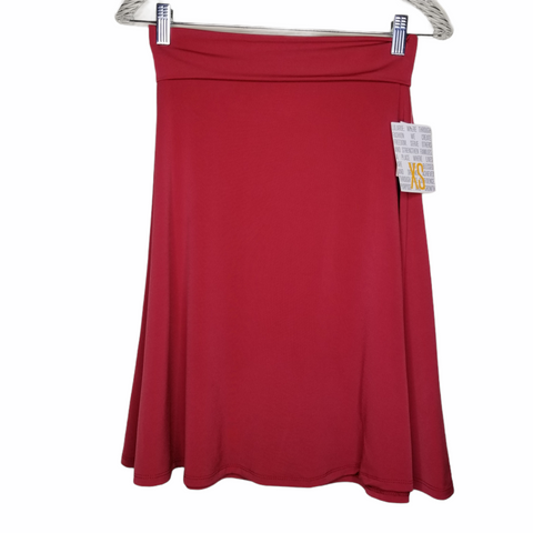 LuLaRoe NWT Azure Burgundy Knee Length Skirt Size XS