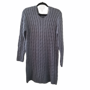 Hers & Mine Gray Hoodie Sweater Knit Dress M/L