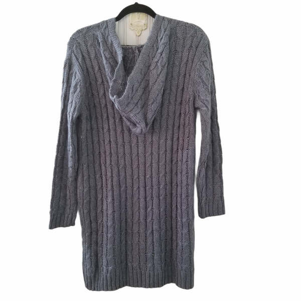 Hers & Mine Gray Hoodie Sweater Knit Dress M/L