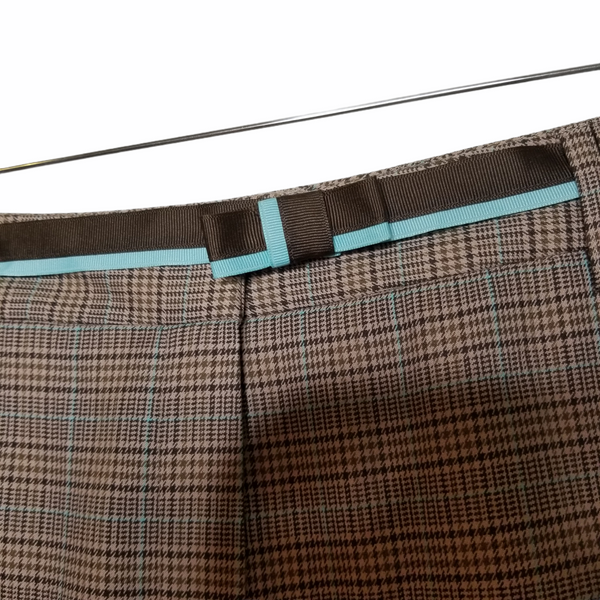 JM Sportswear By CATO Crop Pants Brown and Blue Plaid with Belt Size 14