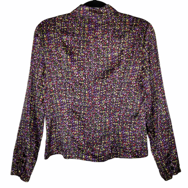 Talbots Petites Multicolored Pure Silk Ruched Collared Blouse Size 8P