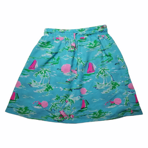 All For Color Kingsley Skirt Elastic Waist Tie Sailboats Umbrella Size Small