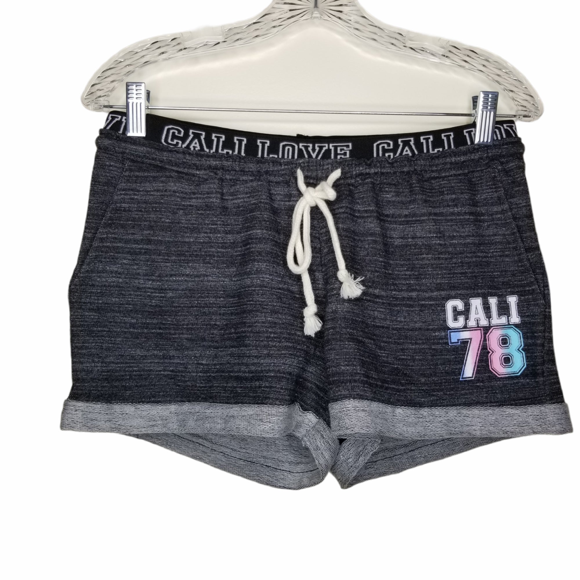 Ultra Flirt Dark Gray Shorts Drawstring "Cali Love Cali 78" Pockets Size XS