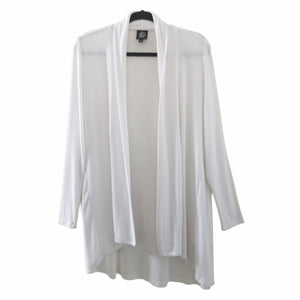 Bobeau White Long Sleeve High/Low Jersey Open