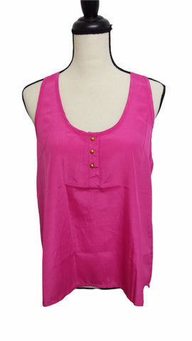 Cotton Candy Pink Tank Top with 3 gold buttons on front Size Large