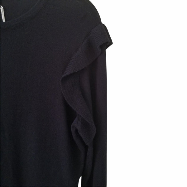 IJoah Black Sweater Dress Ruffled Shoulders Wrists Size Medium