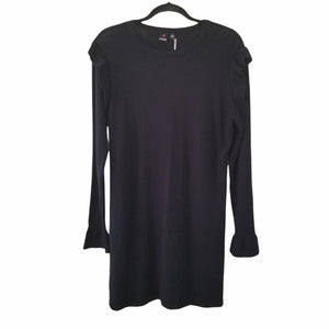 IJoah Black Sweater Dress Ruffled Shoulders Wrists Size Medium