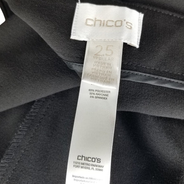 Chico's Women's Black Dress Pants Left Side Zipper Size 2.5 Regular (Large 14)