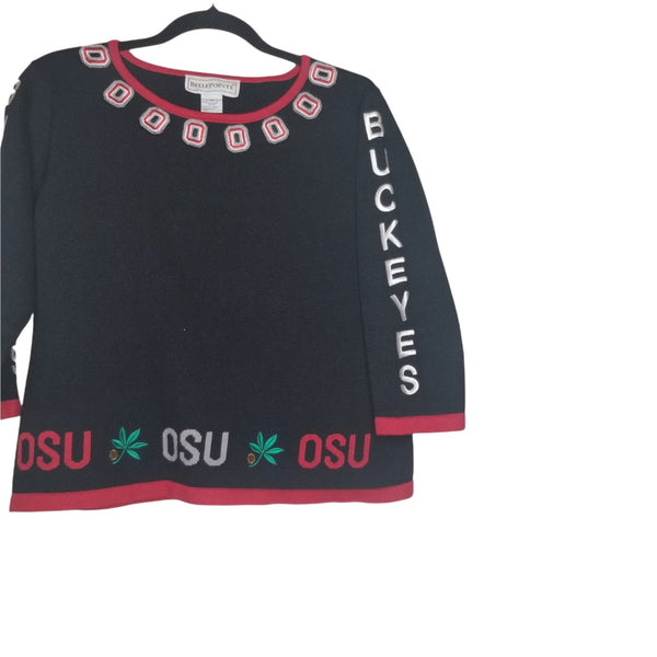 Bellpointe Black OSU Ohio State University Buckeyes 3/4 Sleeve Sweater Size Med