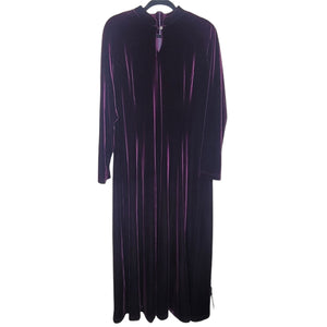 Coldwater Creek Purple Velvet Dress Key Hole Front Long Sleeve Size XL