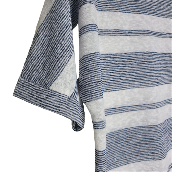 LOFT Blue White Stripes Short Sleeve Top Size Small Petite