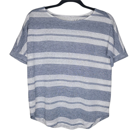 LOFT Blue White Stripes Short Sleeve Top Size Small Petite