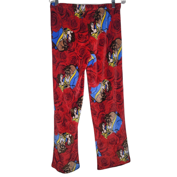 Disney Beauty and the Beast Red Print Pajama Pants Elastic Drawstring X-Large