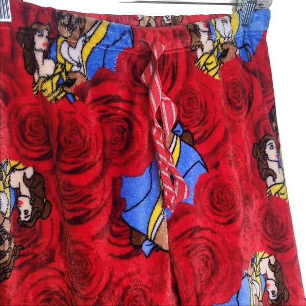 Disney Beauty and the Beast Red Print Pajama Pants Elastic Drawstring X-Large