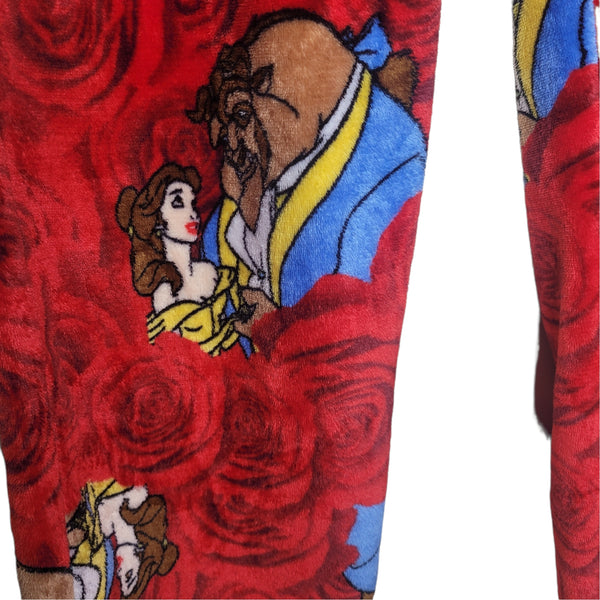 Disney Beauty and the Beast Red Print Pajama Pants Elastic Drawstring X-Large