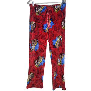 Disney Beauty and the Beast Red Print Pajama Pants Elastic Drawstring X-Large