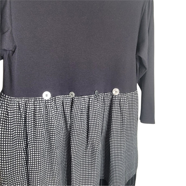 Alexa Rae Black White Boho Buttons 3/4 Sleeves Dress Size 3