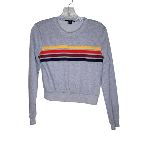 Forever 21 Gray Colored Stripes Long Sleeve Sweatshirt Size Small