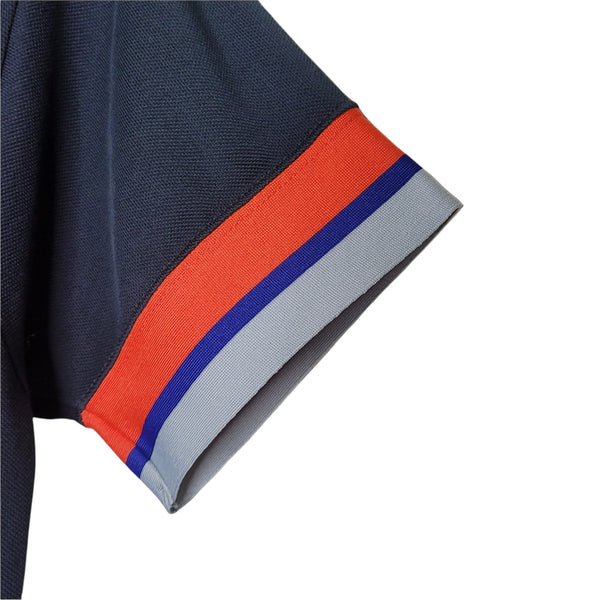 Nike Women's Black Polo Crop Top Collar Stripes Short Sleeve Half Button Up Small