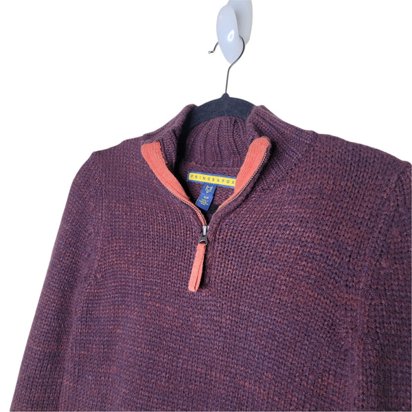 Prince & Fox Stand Out For Good Purple with Orange Trim Half Zip Pullover Small