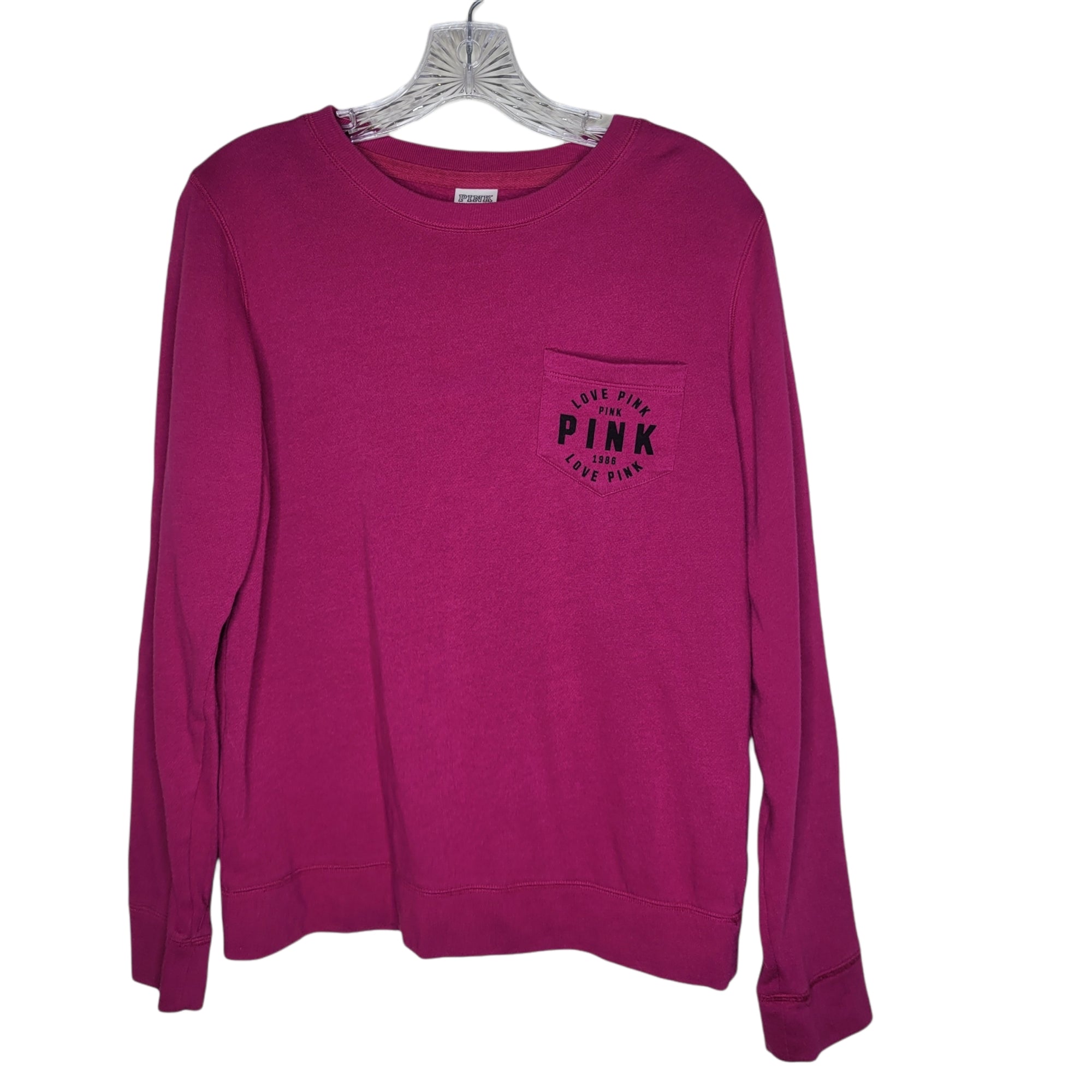PINK Pink Long Sleeve Left Breast Pocket Sweatshirt Size XS