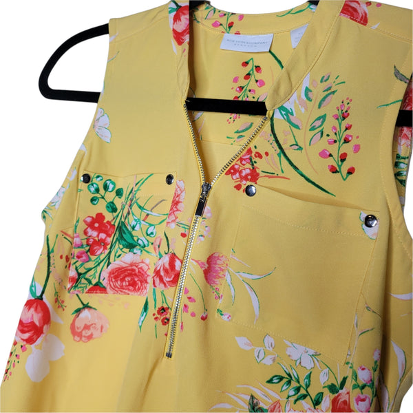 New York and Company Stretch Yellow Floral Sleeveless Dress Size XS