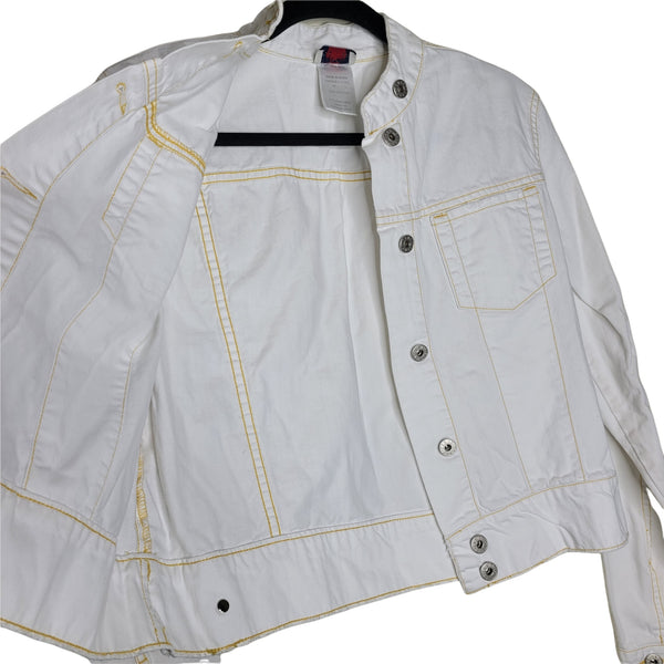 Guess White Jean Jacket Button Up Breast Pockets