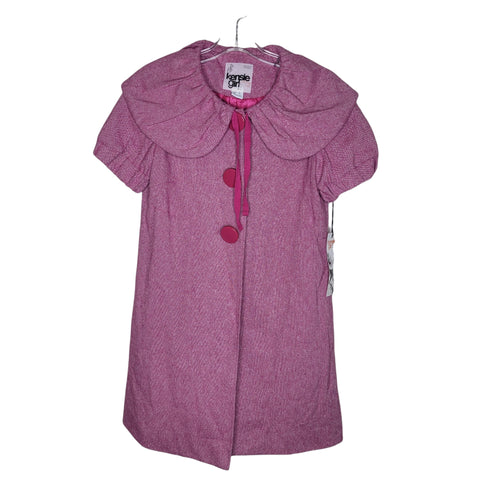 Kensie Girl NWT Pink Shimmering Short Sleeve Coat Peter Pan Collar Pockets Small