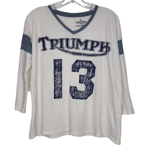 Triumph by Lucky Brand Cream Baseball Tee 3/4 Sleeve Triumph 13 Size Small