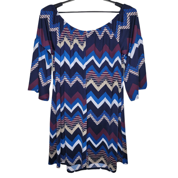 Love Squared Multicolored Patterned 3/4 Bell Sleeves Tunic Size 2X