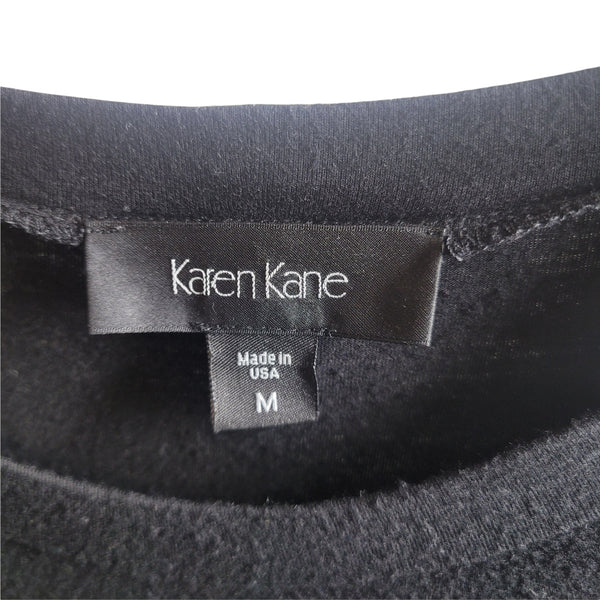Karen Kane Black Pink Lace Jersey Knit Scoop Neck 3/4 Sleeves Size Medium