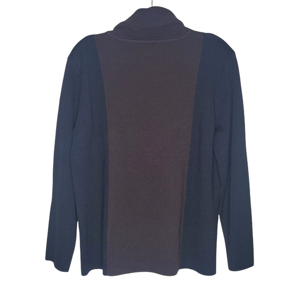 Coldwater Creek Vintage Black Brown Cowl Neck Sweater Shoulder Pads Size XL