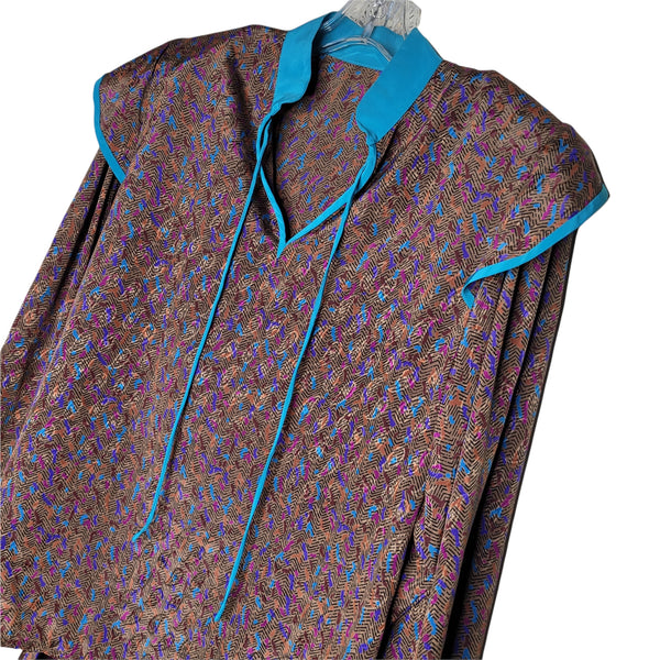 Doncaster Vintage 2 Piece Multicolored Long Sleeve Blouse Skirt Set Pockets 12