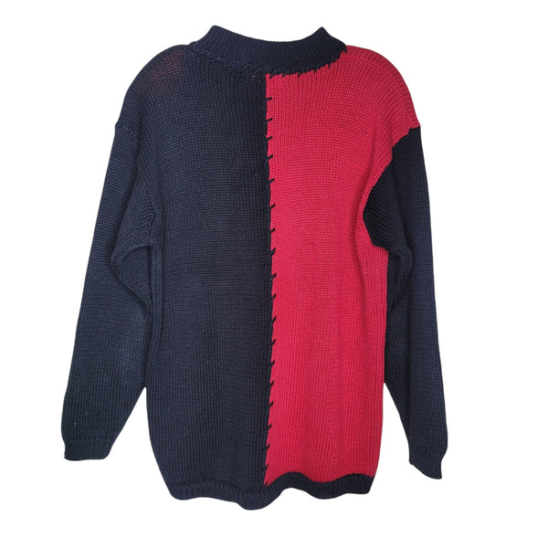 Carroll Reed Vintage Black Red Sweater Shoulder Pads Size Large