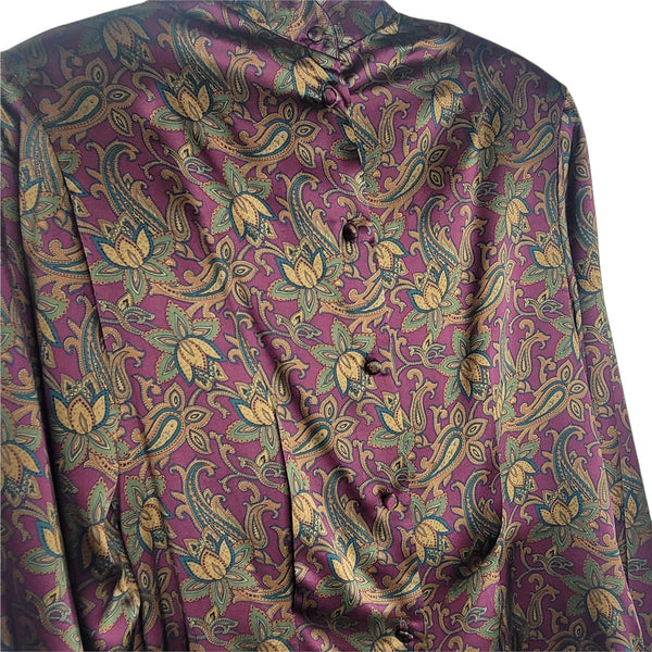 Alex de Bolzan Montaldo's Silk Blouse Floral Paisley Multicolored Button Up Back